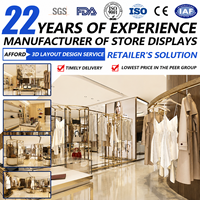 Porte-vêtements en acier inoxydable doré, support de présentation de vêtements sur pied PVD, double face, 2 niveaux, étagères de présentation pour boutique