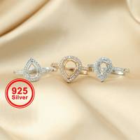 Einstellbare leere Ring rohlinge Frauen Birne Sterling Silber Blank Ring Einstellung ohne Steine