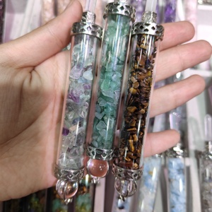 Pendolo Reiki in pietra mista artigianale con pendolo in cristallo naturale fatto a <span class=keywords><strong>mano</strong></span> all'ingrosso per la decorazione - Product Image 3