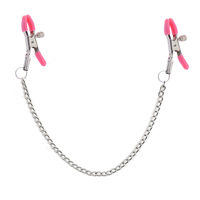 Pinzas para Pezones con Cadena, Clips Metálicos para Pezones en Negro y Plateado, Pinzas para Pezones sin Perforación, Cadena Corporal Sexy Ajustable, Juguetes Sexuales