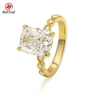 レッドリーフカスタム 10K 14K 18K 純金 IGIレポート付き 1カラット 3カラット DEF VVS クッションカット ラボグロウンダイヤモンド 婚約指輪 結婚指輪 パーティー用 - Product Image 1