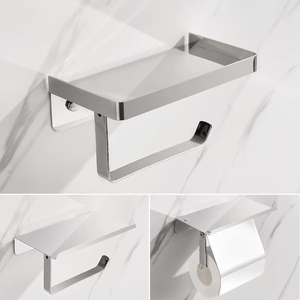 Porte-papier toilette mural multifonction en acier inoxydable, design moderne et simple, forme rectangulaire - Product Image 1