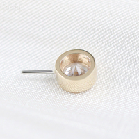 Piercing en Or Massif 14K, Ensemble de Clous d'Oreille Éternels en Métal sans Filetage, à Enfiler, avec Zircons Cubiques Ronds Orientés Vers l'Avant et Extrémités Courbes