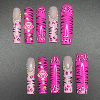 Vente en gros Charme Couvert Décoration Artisanale Ongles Art Luxueux Brillant 10PCS 45mm Y2K Français Acrylique Fait Main Ongles Presse Ons