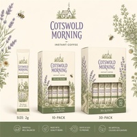 Custom Artisan Stick Packaging Tear Notch Cream Purple Lavender Cottage English Instant Coffee Sachet Bags for Tea Room Brand