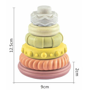 Jouets éducatifs BS en silicone, matériau écologique, anneaux sensoriels empilables pour tout-petits, tour d'empilage en silicone arc-en-ciel pour bébé, jouet <span class=keywords><strong>de</strong></span> <span class=keywords><strong>bain</strong></span> - Product Image 1