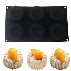 Moule en silicone écologique Charlotte circulaire pour gâteau mousse au chocolat, texture tricotée, rainures, sac OPP, compatible four, outils de pâtisserie - Product Image 4