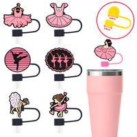 Populaire 10mm Ballet Paille Topper Filles Danseur Paille Charmes Dessin Animé Verres Accessoires Gobelet Paille Topper Couverture En Gros
