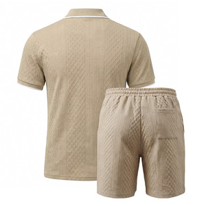 High Quality Regular Fit Men's Short-sleeved Shorts Two-piece Set Summer Suit Comfortable Breathable High-end Leisure Sports - Product Image 3