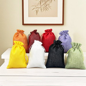 Custom <b>Printed</b> Logo Natural Linen Fabric <b>Packaging</b> Pouch Friendly Drawstring Jute Bags Jewelry <b>Packaging</b> Pouch - Product Image 4