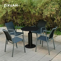 Meubles d'extérieur modernes en Tube d'acier et d'aluminium, accoudoir Design importé, Table à manger, chaise, empilables, meubles de Patio de jardin