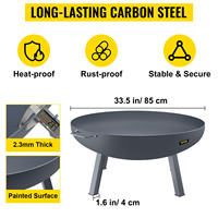 Insert de foyer rond en acier pour foyer extérieur, idéal pour remplacer les anneaux et supports existants, foyer à bois en métal de 23,25 po pour patio et jardin