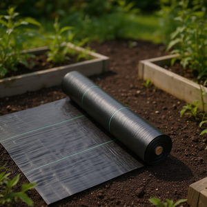 ผ้าคลุมดินกันวัชพืชสีดำ โพลีเอทิลีน ขนาด 4x100 ฟุต พับเก็บได้ สำหรับใช้ในสวนกลางแจ้ง - Product Image 2