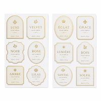Étiquettes cosmétiques en papier adhésif de forme personnalisée, dorure à chaud, découpées, imperméables, écologiques, résistantes à l'alcool, pour flacons de parfum en rouleau