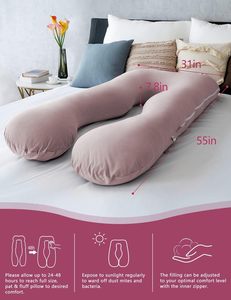 Oreiller <span class=keywords><strong>de</strong></span> <span class=keywords><strong>grossesse</strong></span> en forme <span class=keywords><strong>de</strong></span> <span class=keywords><strong>U</strong></span>, <span class=keywords><strong>coussin</strong></span> <span class=keywords><strong>de</strong></span> maternité pour le corps entier, soutien pour le ventre, le dos et les jambes, avec housse amovible lavable - Product Image 4