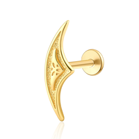 Boucles d'oreilles en argent sterling S925 en forme de croissant de lune, tendance, haut de gamme, simples, élégantes avec design de perforation en spirale intérieure à vis.