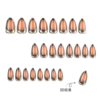 Faux ongles 3D amande chromés marron, finition miroir brillante, pour manucure en salon, vente en gros et au détail 4524