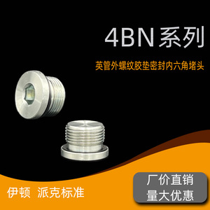Connecteur de tuyau hydraulique à filetage JIC britannique avec joint torique externe et bouchon hexagonal interne modèle 4BN-WD - Product Image 3