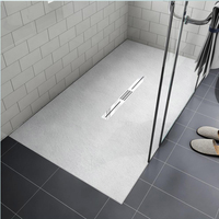 Receveur de douche rectangulaire antidérapant en résine de pierre, style européen, avec drain central, en SMC