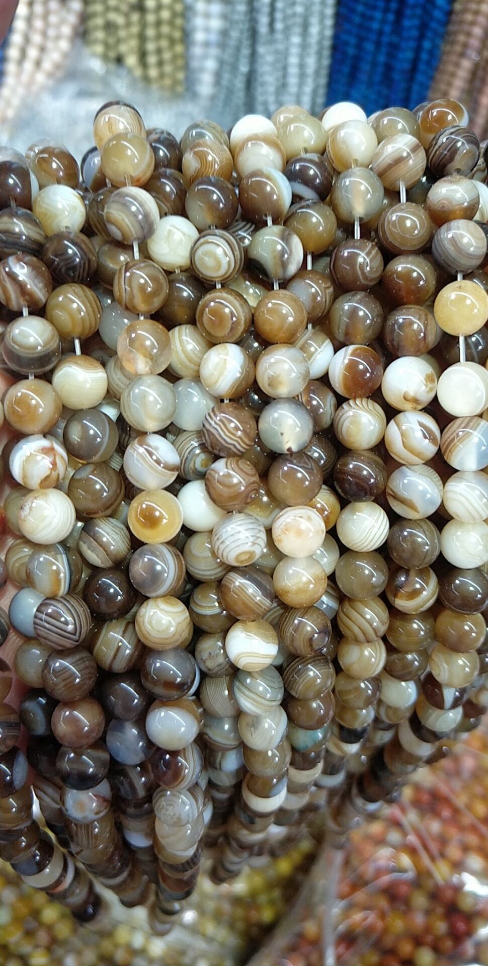 Wholesale Stone Beads Blue Stripe Agate Stone Beads Banded Crystal for Jewelry Making