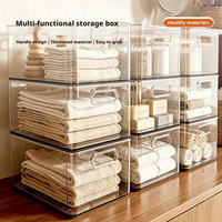 Boîte de rangement transparente premium avec poignées, organiseur transparent épaissi pour cuisine, garde-manger, armoire, bureau, décoration de bureau