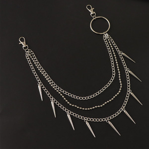 Cadena de cintura con puntas de varias capas estilo Hip Hop Punk para hombres y mujeres, cadena decorativa para pantalones de moda urbana, accesorio de aleación de zinc. - Product Image 3