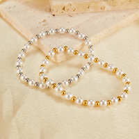 Bracelet en perles élastique, design perlé en acier inoxydable, bijoux élégants pour femmes à porter au quotidien
