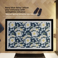 Tapis d'entrée en PVC à motif floral frais, découpé sur mesure, antidérapant, anti-poussière et résistant aux taches, en stock usine