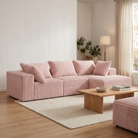 Canapé-lit modulaire en velours côtelé rose de style japonais avec éponge haute densité