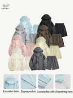 Ensemble 2 pièces pour homme UPF50 : Veste à capuche rafraîchissante à séchage rapide et déperlante, et short – Tenue coordonnée pour la pêche et la randonnée (OEM)