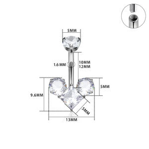 ASTM F136 titanio 14G ombligo anillos en forma de corazón CZ hilo interno cristal ombligo Piercing anillo tit joyería - Product Image 2