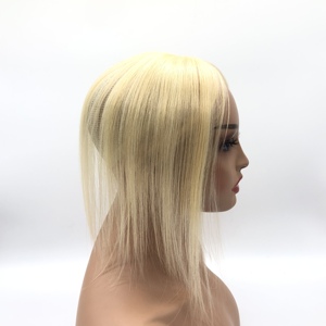 NL 4x8cm minuscolo Topper capelli alla moda Patch extension 613 # Color biondo frange Topper con Clip 3D frange 100% capelli umani - Product Image 1