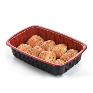 Dùng Một Lần Màu Đỏ Bên Trong Màu Đen Bên Ngoài Pp Nhựa Mang Đi Airline Bento Box <span class=keywords><strong>Container</strong></span> Thực Phẩm - Product Image 1