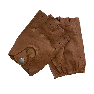 Gants sans doigts en cuir de daim marron pour <span class=keywords><strong>homme</strong></span>, parfaits pour la conduite, la <span class=keywords><strong>moto</strong></span>, les sports de plein air, compatibles avec les écrans tactiles - Product Image 2
