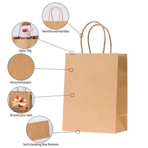 Takeout Brown Flower Kraft Einkaufs papiertüte mit Griffen Restaurant Takeaway Snack Verpackung Papiertüten - Product Image 4