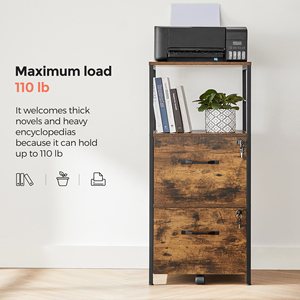 Cabinet Wood VASAGLE Brown Office Cabinet Prices Workshop Metal Wood Mobile 2 Drawers File Cabinet With Shelf