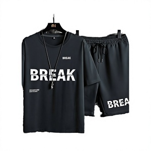 Men's Summer Printed Polyester/Cotton Breathable Casual Running Fashionable Thin Loose <b>T</b>-<b>shirt</b> Shorts Top Pants <b>Suit</b> Customized - Product Image 4