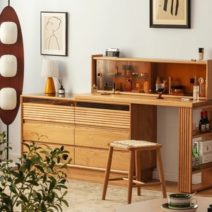 <b>Cherry</b> Wood Dressing Table With Storage Bedroom Furniture Japanese Style Makeup Desk - Product Image 1