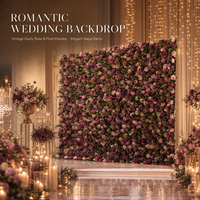 Mur de fleurs artificielles en forme de feuille de rose rose 8x8 pieds, en tissu de soie plastique, pour mariage, Noël - Utilisation intérieure/extérieure