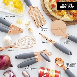 7 Pcs Kitchen Gadget Set <strong>Copper</strong> Coated Stainless Steel <strong>Utensils</strong> with Handles - Product Image 2