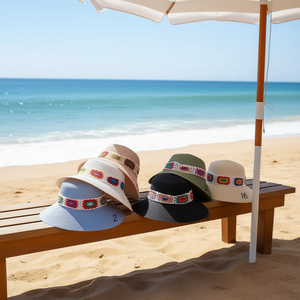 Sombrero de paja con ribete de encaje blanco, ala ancha, sombrero de protección solar para la playa de verano para mujer, accesorio de moda para exteriores - Product Image 3