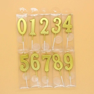 Bougie d'anniversaire pour enfants en <span class=keywords><strong>cire</strong></span> de paraffine écologique dorée, bougie numérique de mariage, chiffres de 0 à 9, décorations de gâteaux - Product Image 1