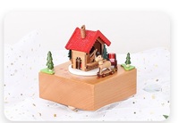 Boîte à musique de noël en bois personnalisée, mini carrousel cheval boîtes à musique décoratives en gros