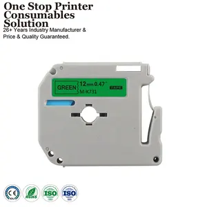 INK-POWER M-K731 MK731 12mm Premium Black On Green P-Touch Label Tape Cartridge Compatible for Brother PT-65 Printer