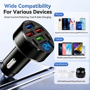 Nouveaux Produits Chargeur de Voiture Premium 100W à 6 Ports avec Affichage de Tension pour <span class=keywords><strong>iPhone</strong></span> 17 16 15 Samsung S26 S25 <span class=keywords><strong>Prise</strong></span> d'Alimentation Sûre et Stable - Product Image 5