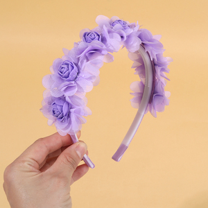CN Sweet Color sólido flor Bowknot diadema para niñas accesorios de boda dientes diadema niños princesa flor corona - Product Image 4