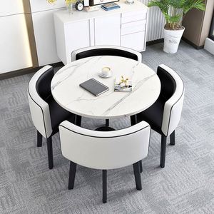 Mesa <span class=keywords><strong>de</strong></span> Comedor Redonda para el Hogar, Mesa <span class=keywords><strong>de</strong></span> Negociación <span class=keywords><strong>de</strong></span> <span class=keywords><strong>Segunda</strong></span> <span class=keywords><strong>Mano</strong></span> para Apartamentos Pequeños, Mesa Redonda Sencilla <span class=keywords><strong>de</strong></span> Estilo Tulipán para Recepción - Product Image 1