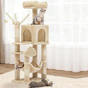 Kattenboomtoren voor binnenkatten met gezellige appartementen, multi-level krabpalen met sisalpalen en hangende speeltjes - Product Image 1
