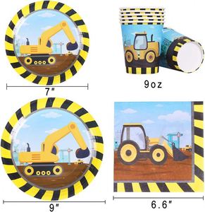 Juego de Vajilla para Fiestas Temáticas de Construcción, para 24 Personas, Incluye Platos, Cuchillos, Cucharas, Tenedores, Vasos y Servilletas - Product Image 3