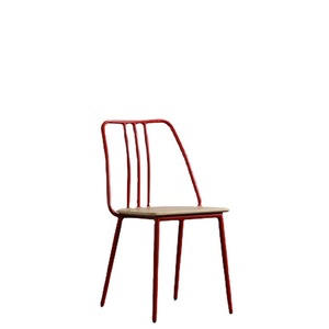 Chaise en métal créative avec dossier, rouge, durable, pour restaurant, café et salle à manger - Product Image 5